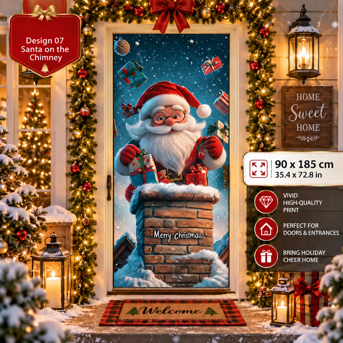 🎄 50% OFF NOW! Christmas Door Cover – Instant Festive Front Door Makeover
