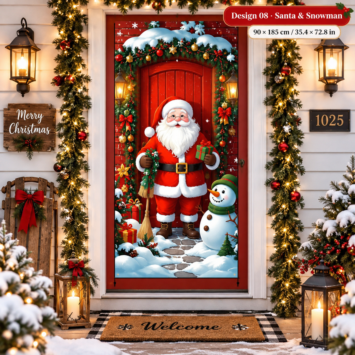 🎄 50% OFF NOW! Christmas Door Cover – Instant Festive Front Door Makeover