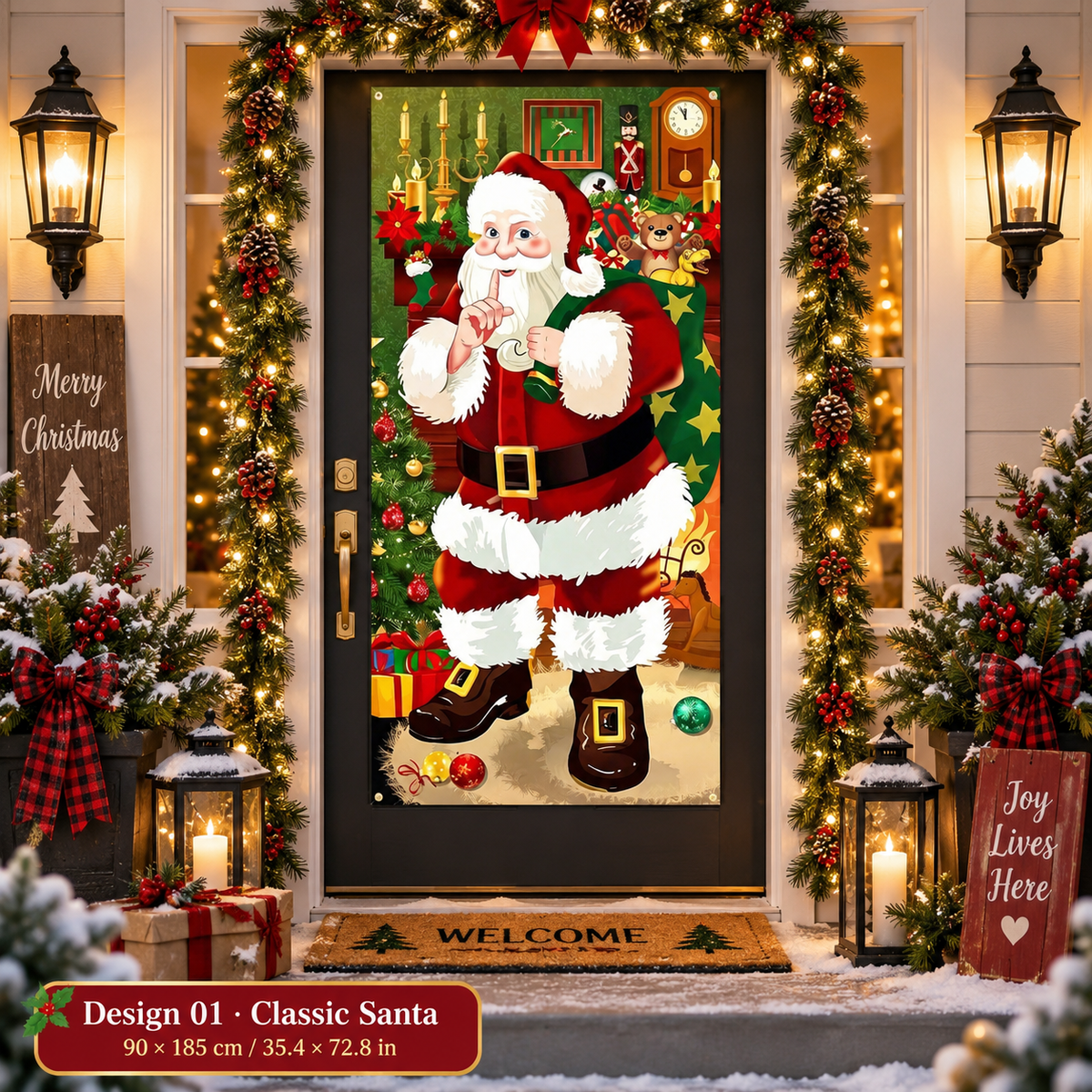 🎄 50% OFF NOW! Christmas Door Cover – Instant Festive Front Door Makeover
