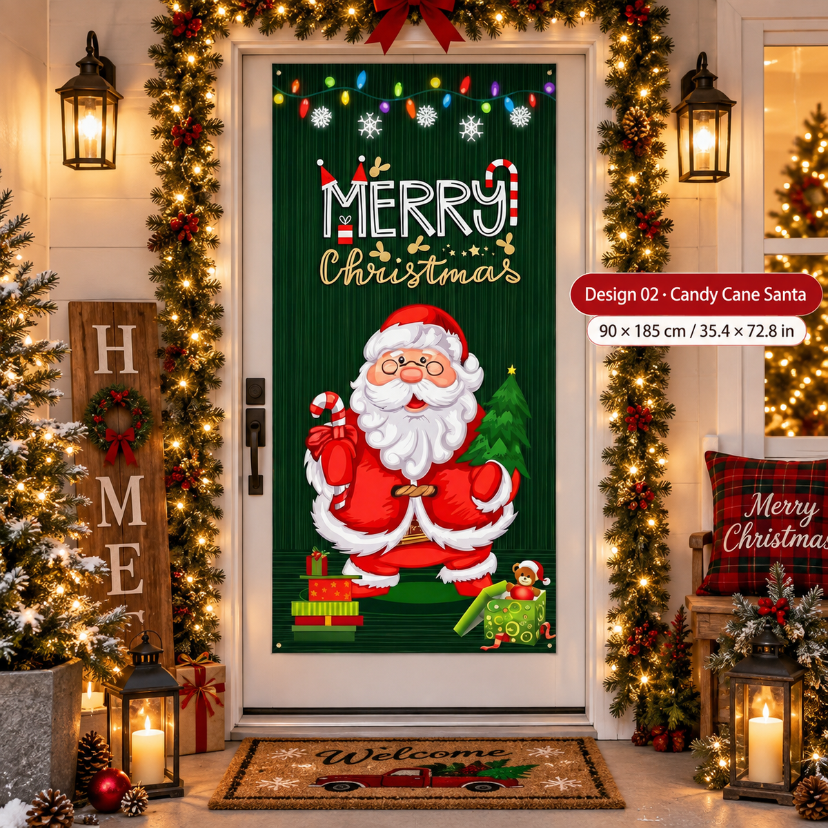 🎄 50% OFF NOW! Christmas Door Cover – Instant Festive Front Door Makeover