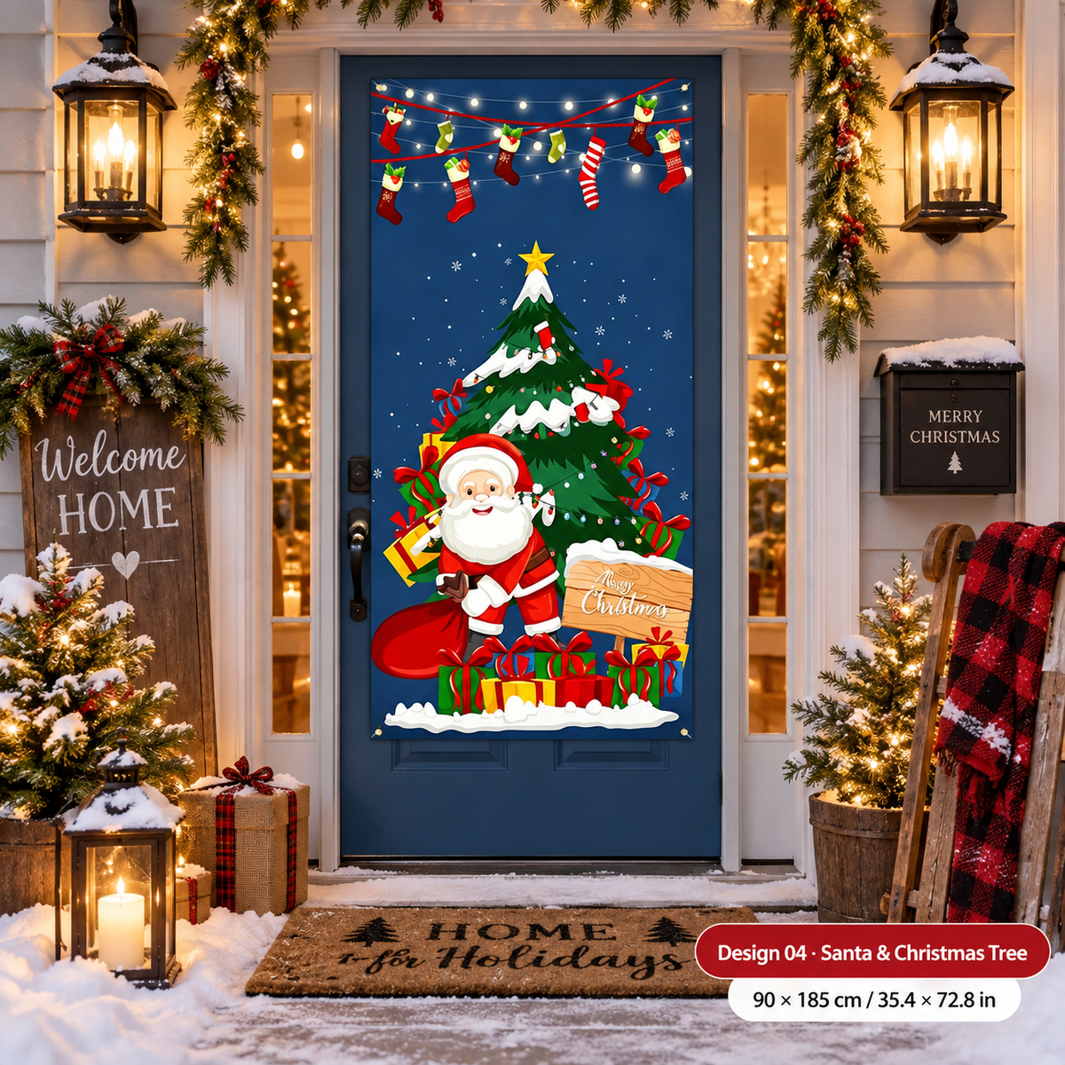 🎄 50% OFF NOW! Christmas Door Cover – Instant Festive Front Door Makeover