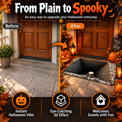 🔥2026 HOT SALE🔥Halloween Front Door Mat – Festive 3D Visual Skull