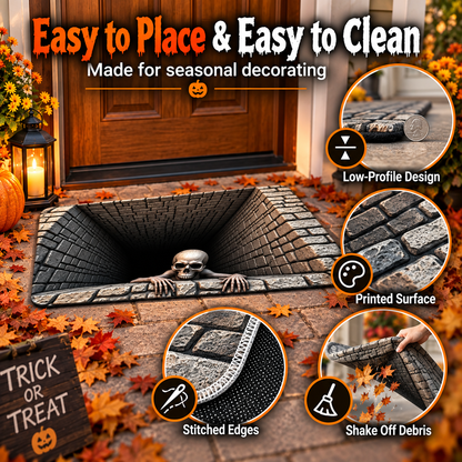 🔥2026 HOT SALE🔥Halloween Front Door Mat – Festive 3D Visual Skull