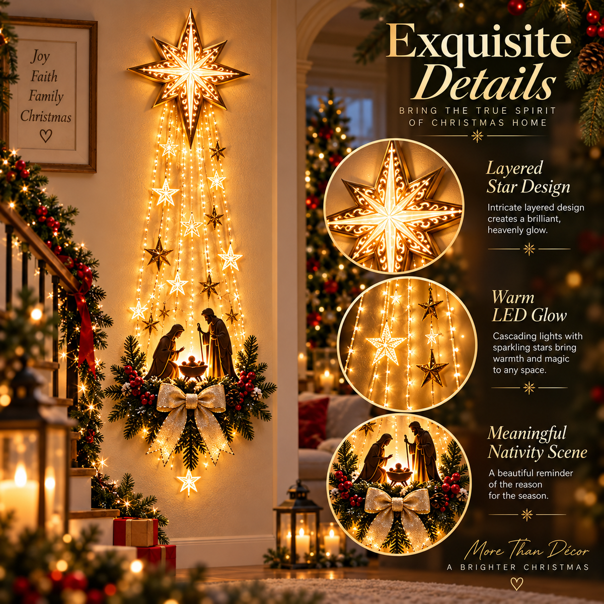 ✨Last Day 49% OFF✨✝️ Bethlehem Star – Lighted Nativity Wall Decor（Upsell）