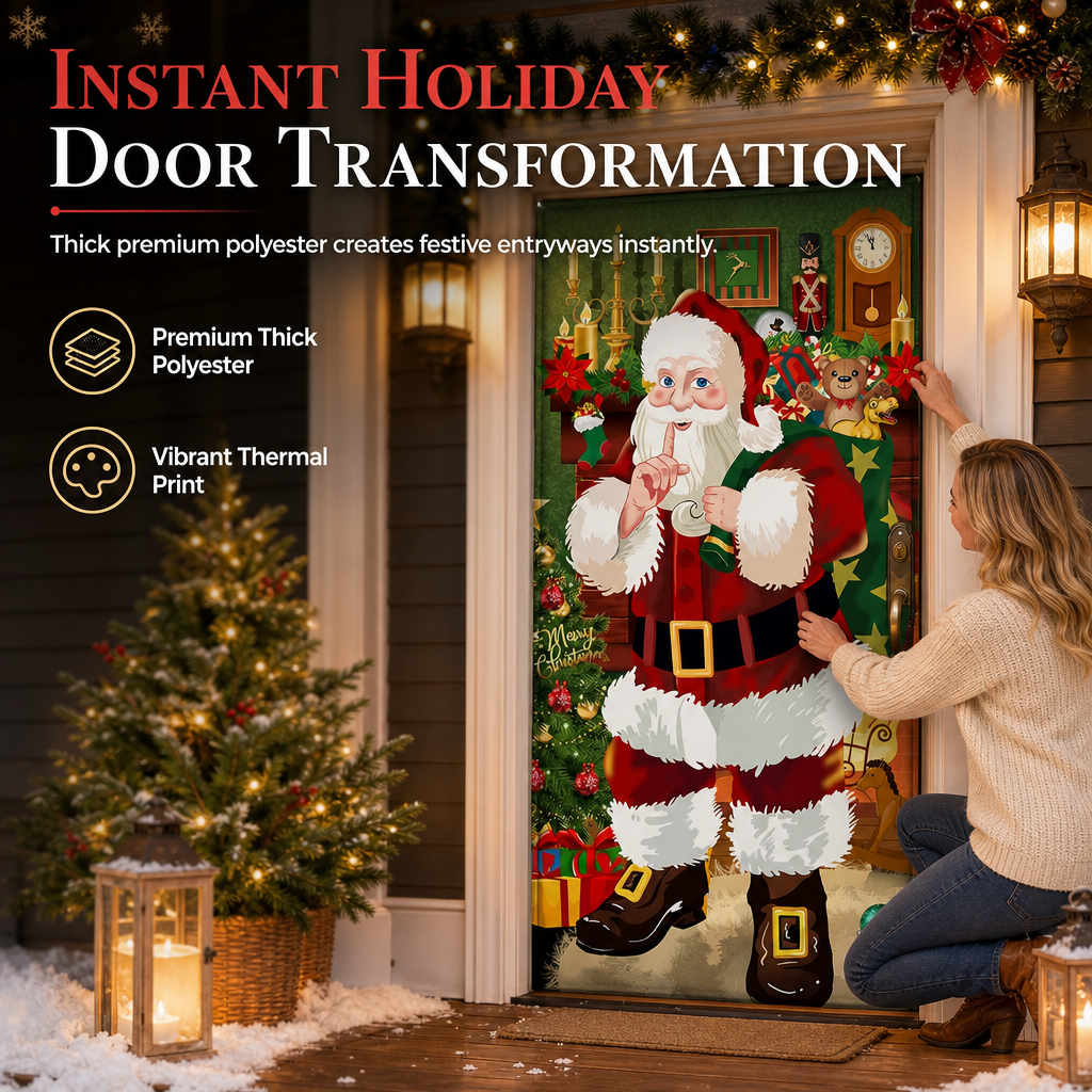 🎄 50% OFF NOW! Christmas Door Cover – Instant Festive Front Door Makeover